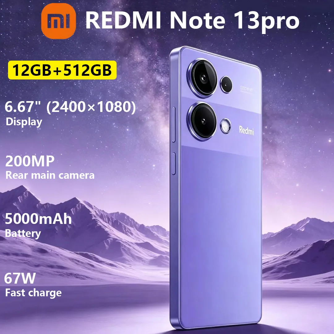 

New Xiaomi Redmi Note 13pro Mobile Phone 6.67-inch 120Hz High Refresh Screen 5100mAh Battery 67W Fast Charge‌ Camera Smartphone