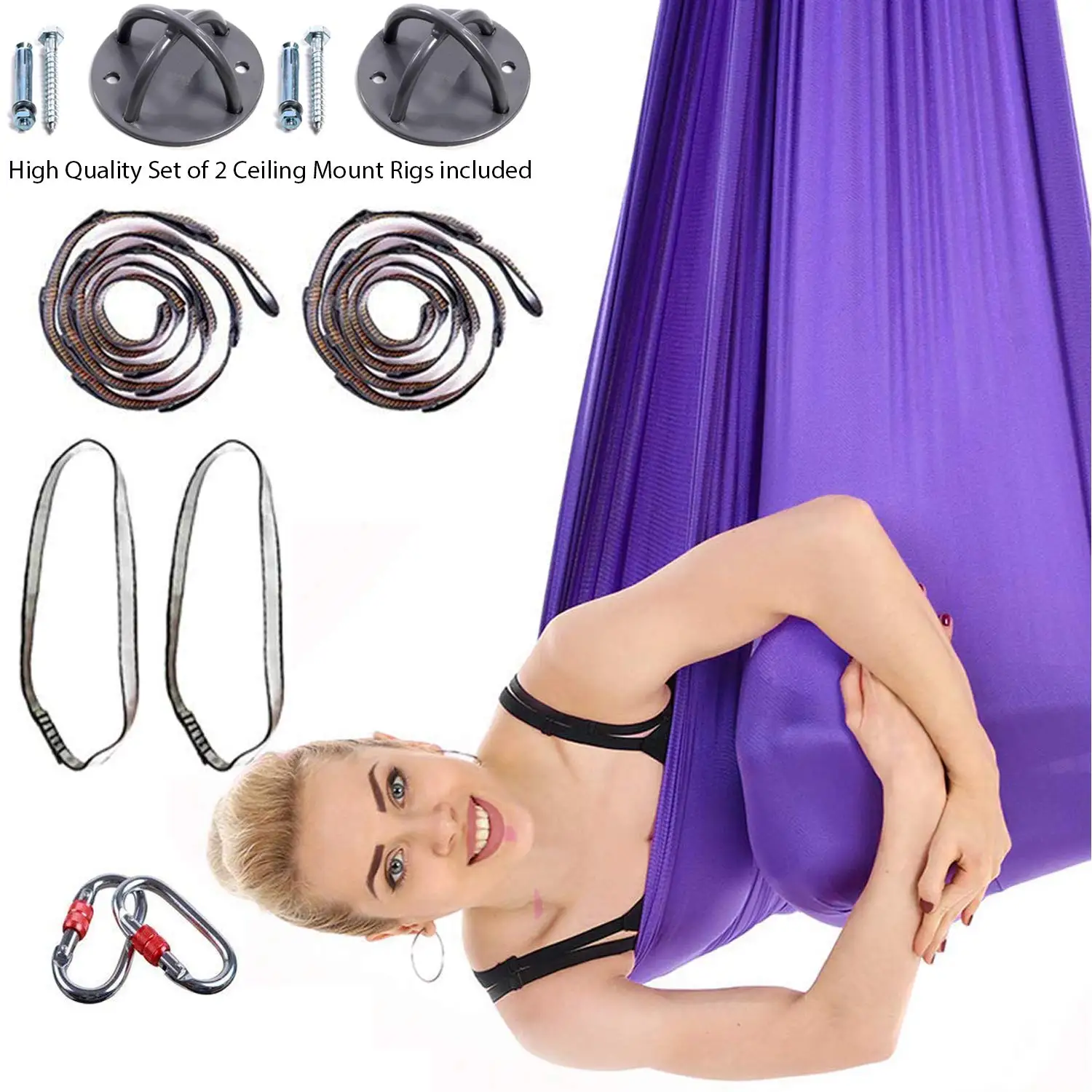 Ready Stock Indoor and Outdoor Inversion Trainer Sling Low Stretch Nylon Aerial Yoga Swing Hammock