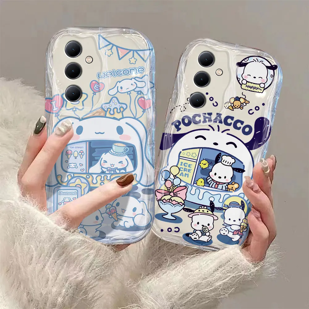 Sanrio Cinnamoroll Pochacco 3D Wave Case For Samsung A73 A72 A71 A55 A54 A53 A35 A34 A33 A25 A24 A23 A15 A14 A13 A05 4G 5G Cover