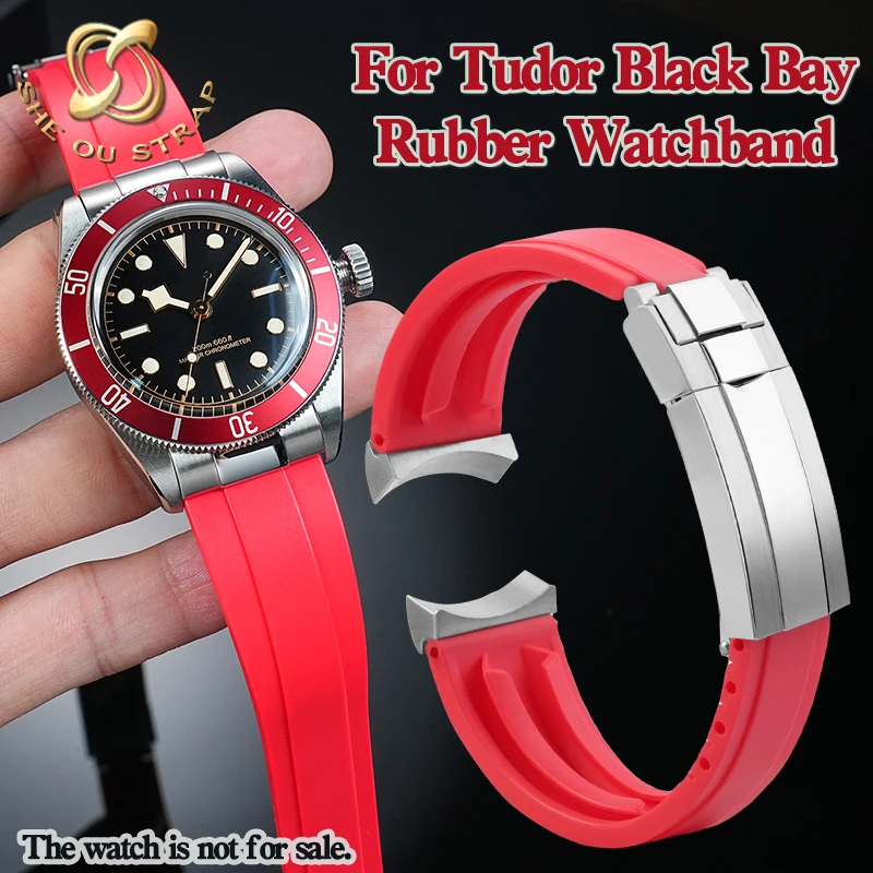 Sports Rubber Watchband For Tudor Black Bay M79030 M79230 M79220R M79360 Folding Buckle Watch Strap 20mm 21mm 22mm Waterproof