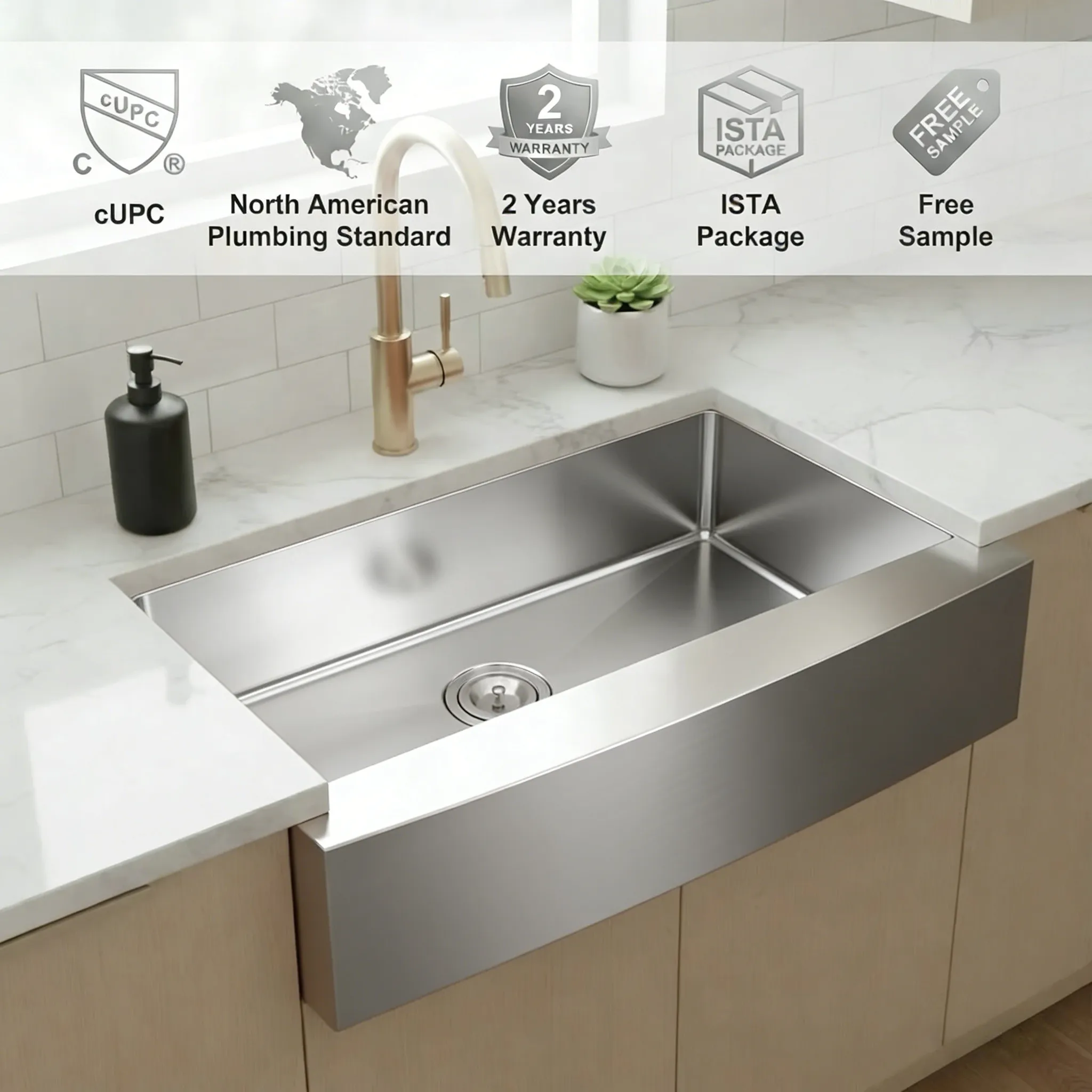 Sink,Custom SUS304 Handmade Rectangular Stainless Steel Kitchen Sink 910*510mm Single Bowl Apron Front Farmhouse Style