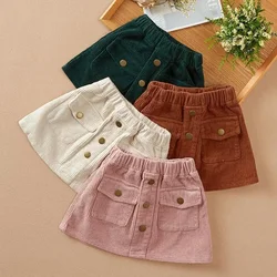 Girls Skirt Spring and Autumn 2024 New Girls Corduroy Korean Children Velvet Outer Wearing A-line Short Skirt