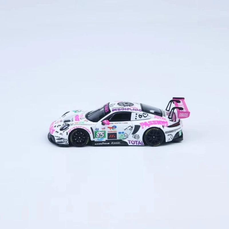 ستار سباق 1:64 بورش 911 GT3 R حديد دامز أيرون لينكس دوريان دبوس ميشيل غاتينغ سباق السيارات سبيكة نموذج سيارة #2
