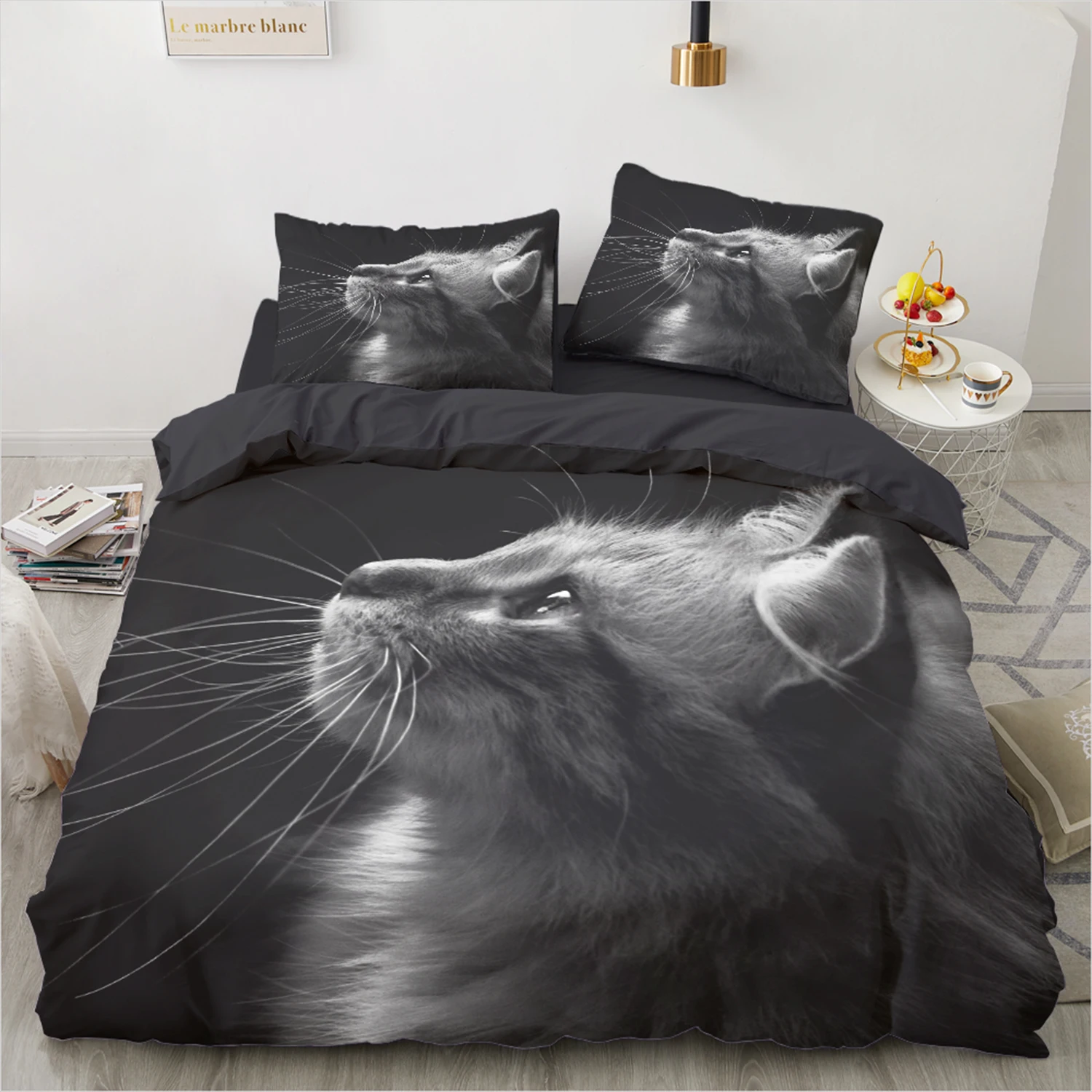 

Premium Bed Set with Black Cat Eyes - Stylish Animal Print Bedding set,Non-Fade,Duvet Cover set Twin/Full/Queen 140x200 240x220