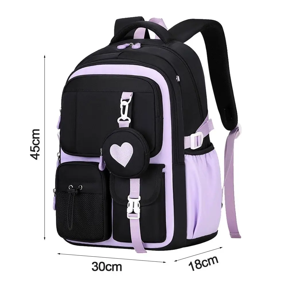 حقيبة مدرسية أنيقة من نسيج النايلون بسعة كبيرة على شكل حب حقيبة ظهر بسحاب للإغلاق حقائب سفر محمولة للاستخدام المدرسي #6