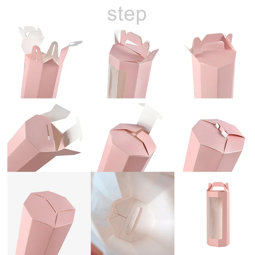 30pcs Octagonal Transparent Display Box Wedding Party Festival Cute Window Folding Flower Candy Gift Box