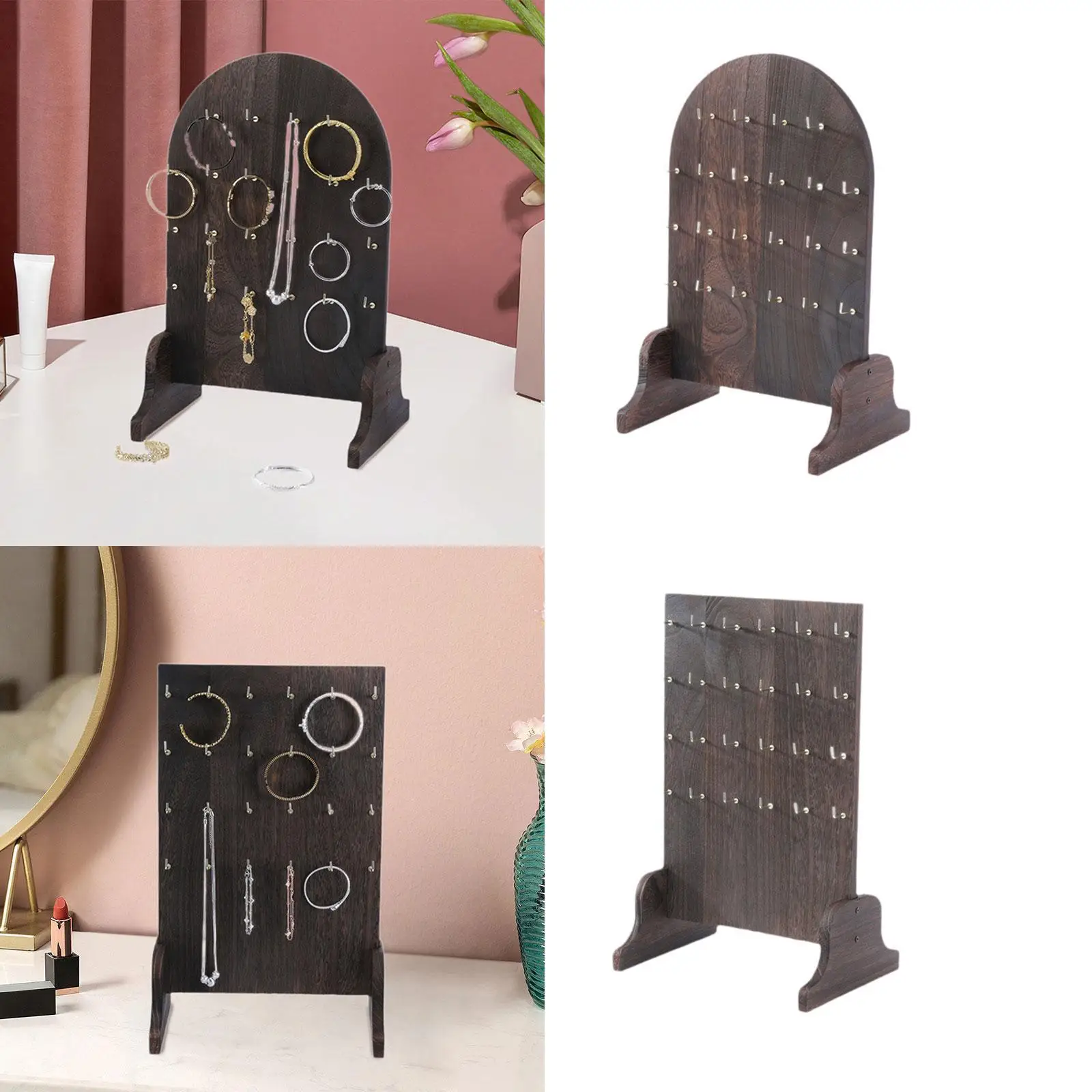 

Деревянная подставка для хранения ювелирных изделий, подставка для сережек, продажа с крючками, деревенская декоративная прочная подставка для сережек