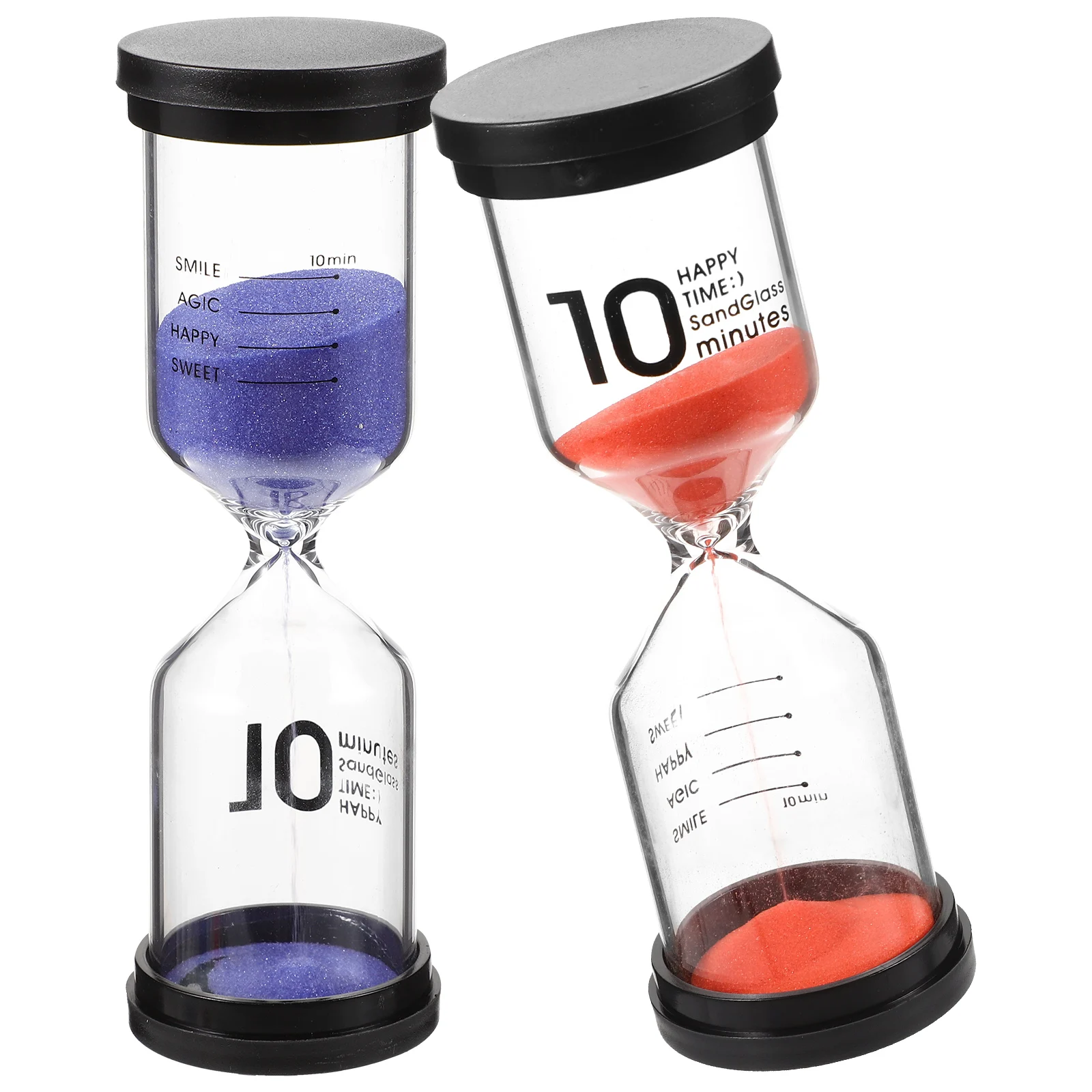

2 Pcs 10 Minute Bath Timer Sand Hourglass Blue Red Reusable Decorative Game Yoga Timer Home Kitchen Bar Accessories
