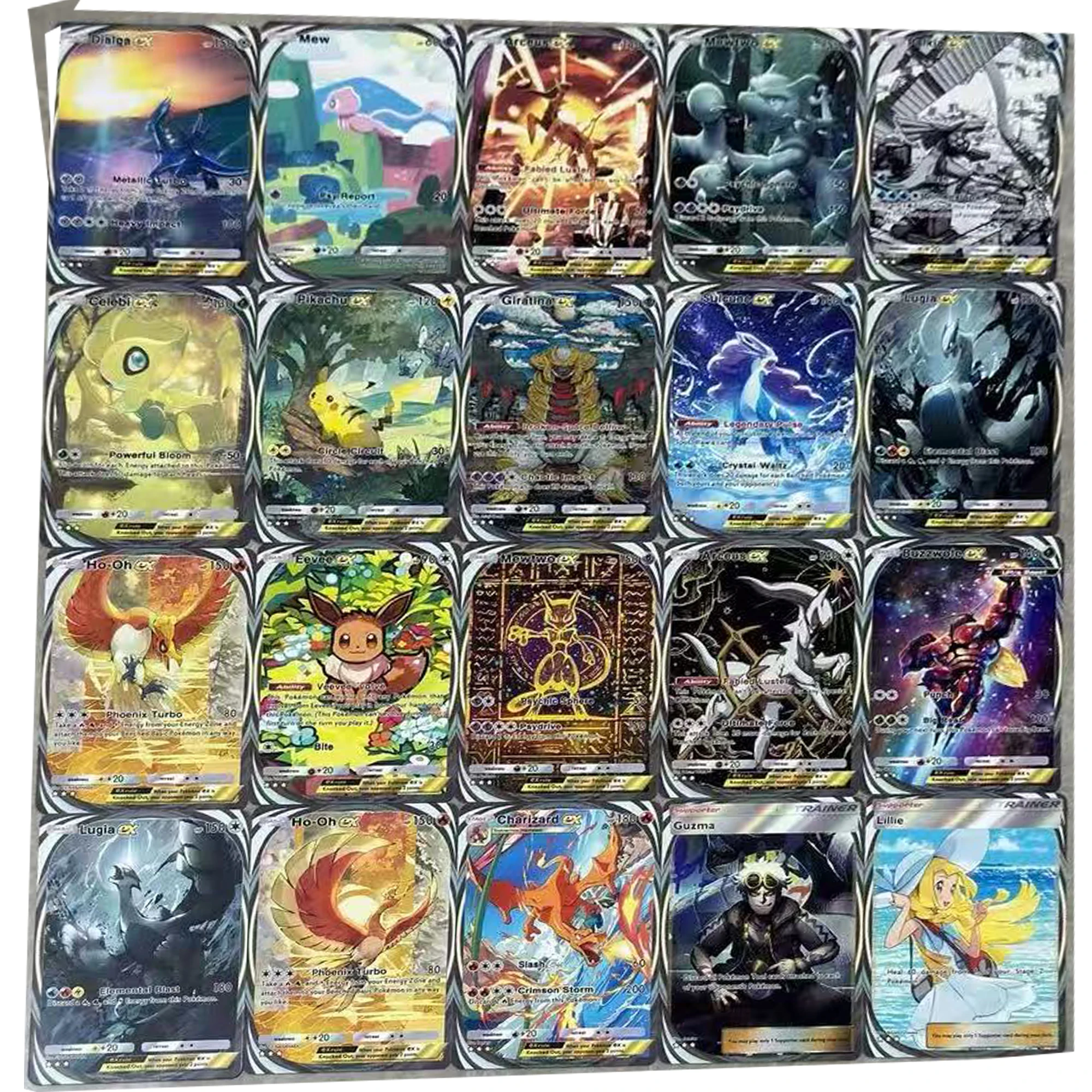 

Diy 20pcs/set Pokemon Pocket Ptcg Self-made Card Collection Glass Flash Gilded Laser Flashs Anime Toy Gift Cartoon