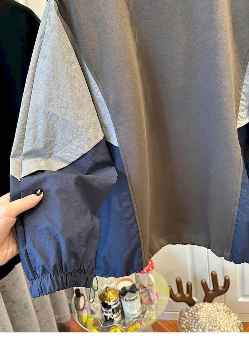 Oversized Pullovers Women Fashion Patchwork Long Sleeve Tops Casual Loose Pullover Sports Top Sring Autumn Trend Y2k Clothes
