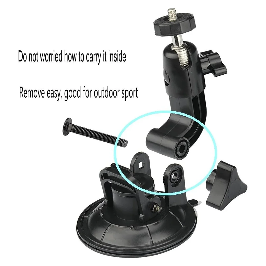 Ventosa universal para carro, 9cm, suporte de telefone ajustável, adaptador 1/4 para gopro 12 11 10 insta360 osmo action 4 3, câmera de telefone inteligente