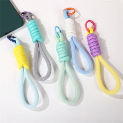 Mesh Lanyard Fluorescent Keychain Double Color Braided Rope for Women Mobile Phone Strap Bag Pendant Car Key Accessorie DIY Gift