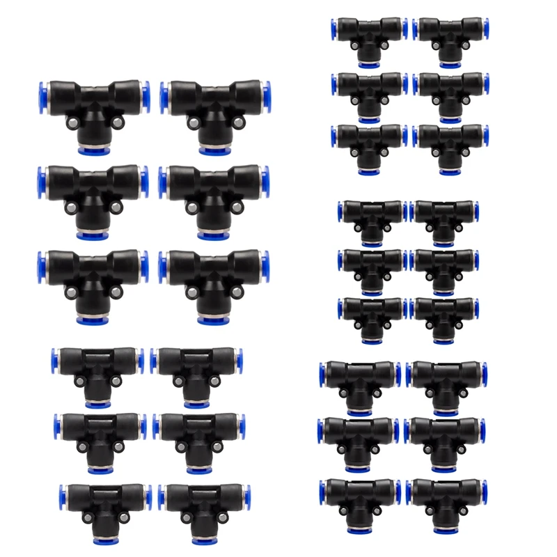 

100Pcs PE Pneumatic Fittings Fitting Plastic T Type 3-Way For 4Mm 6Mm 8Mm 10Mm Tee Tube Quick Connector Lock