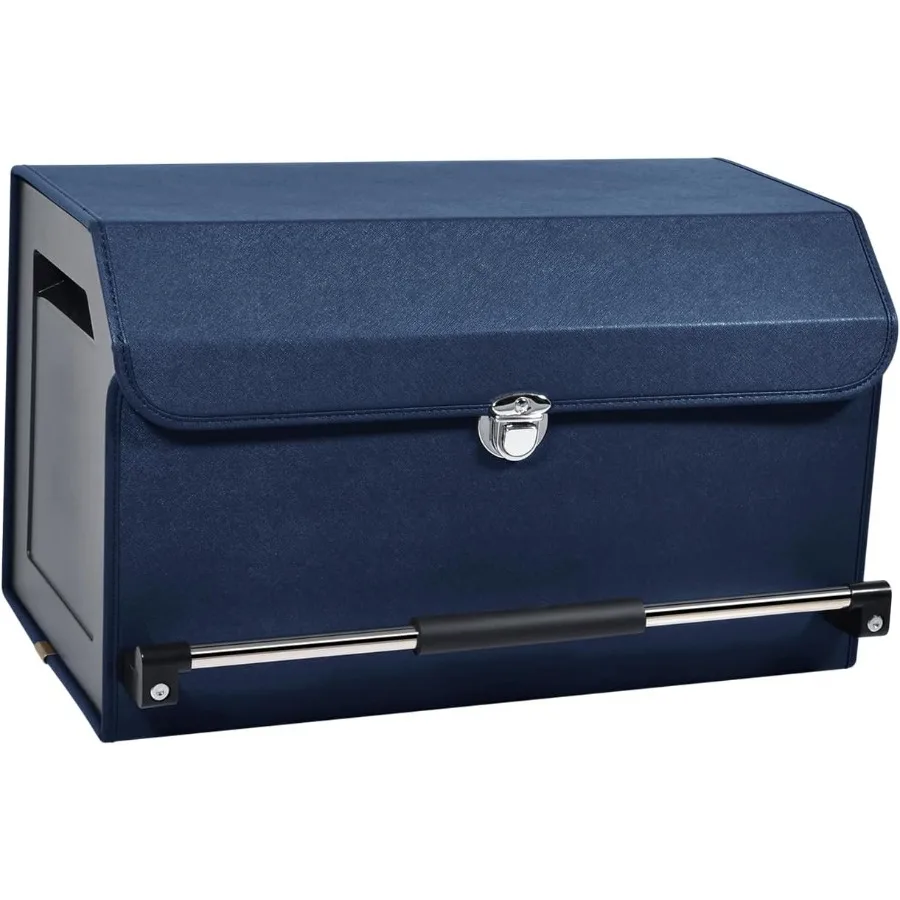 

Car Trunk Organizer Car Trunk Leather Storage Box with Lid and Pushpull Handle Car Trunk Storage Organizer for Car Blue 20.47 x