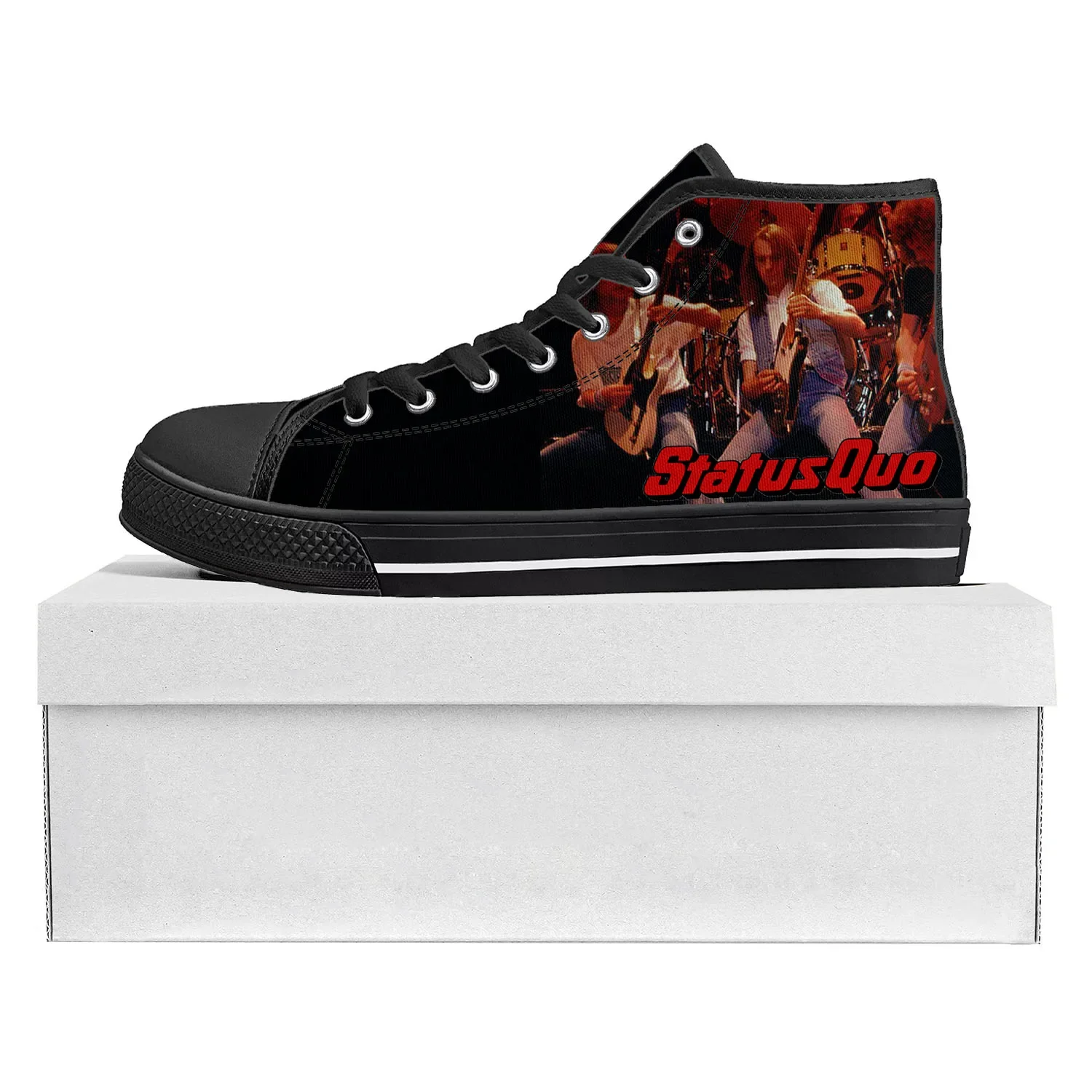 Status Quo Rock Band Fashion High Top High Quality Sneakers Mens Womens Teenager Canvas Sneaker Casual Couple Shoes Custom Shoe