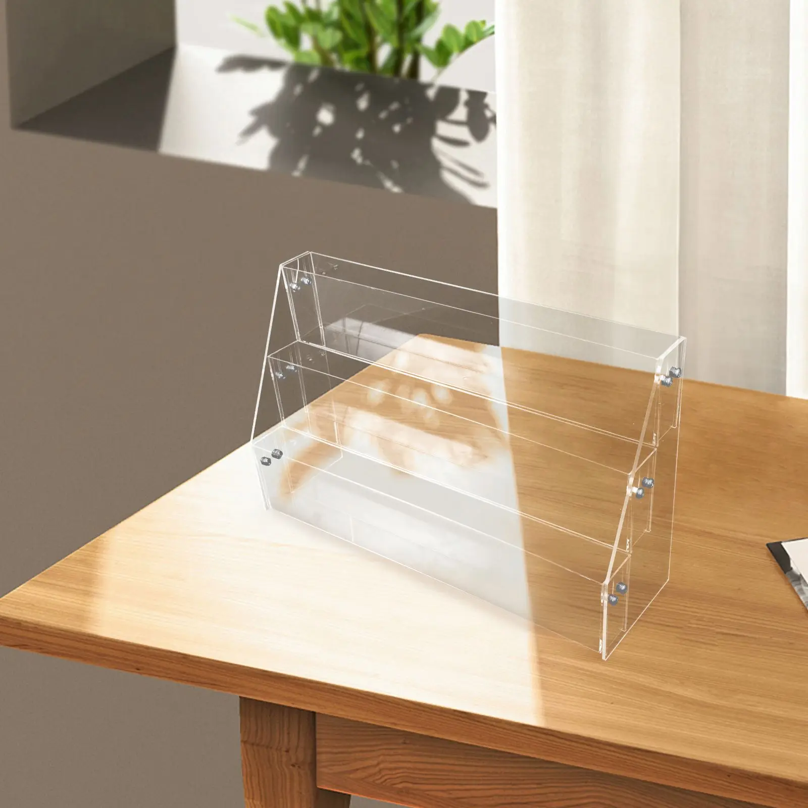 

Sticker Display Stand Acrylic Card Organizer Transparent Multifunctional Greeting Storage Table Sign Holder Rack