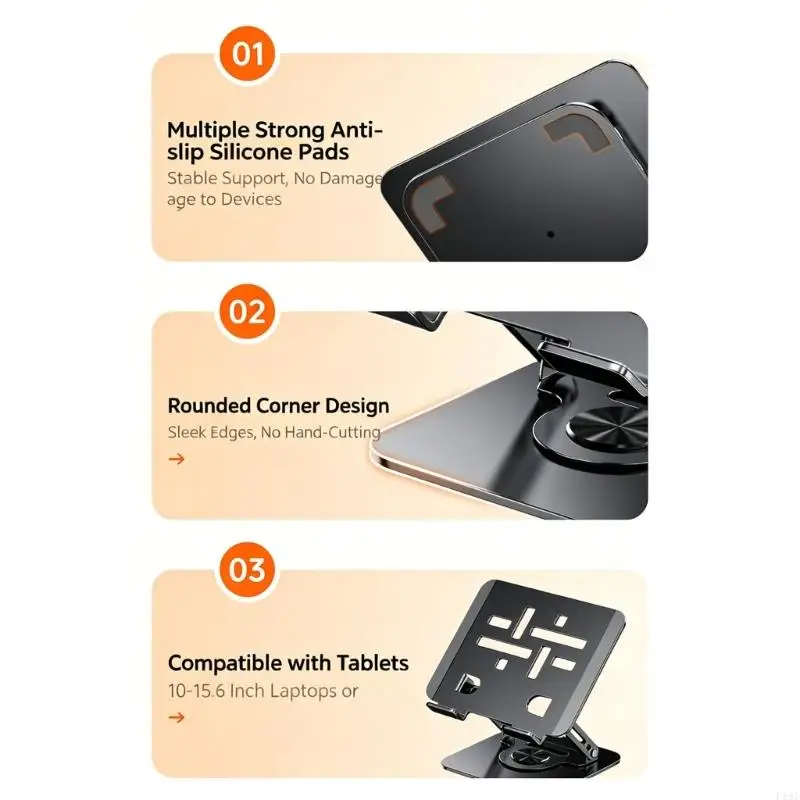 Desk Laptop Holder with Turning Base, Carbon Steel Frame, Raised Screen View for 17.3 In Devices and Daily Work F19E