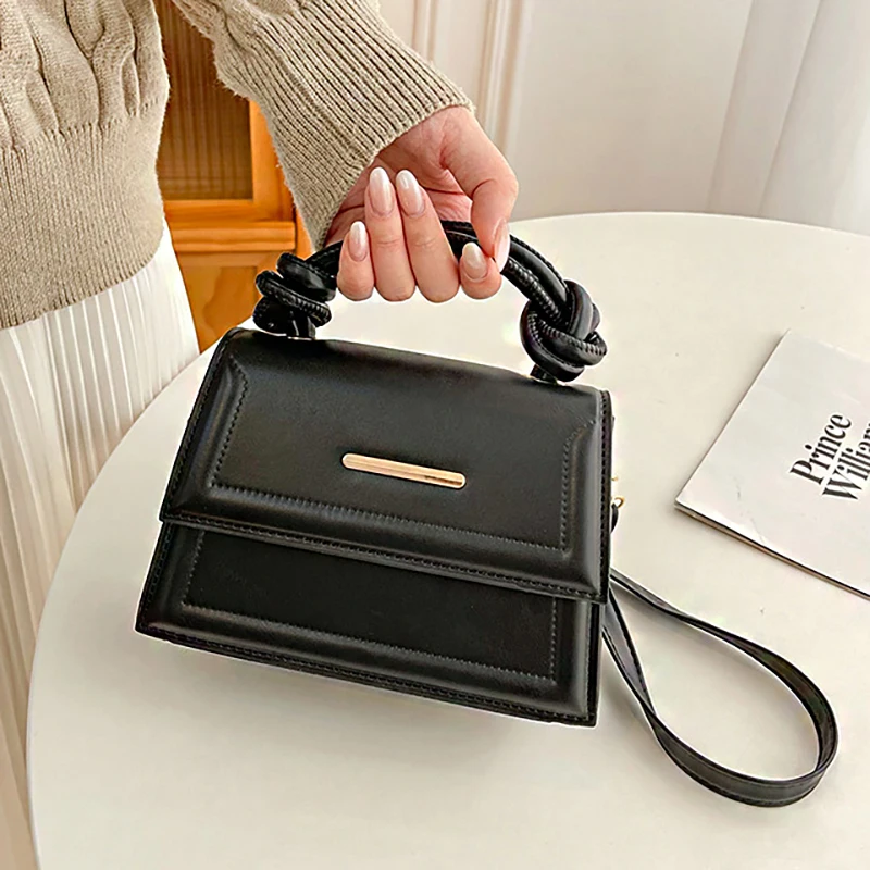 

Fashionable Small Square Bag Single Shoulder Handheld Bag Pure Color Simple Crossbody Bag Versatile Soft PU Mini Shoulder Bag