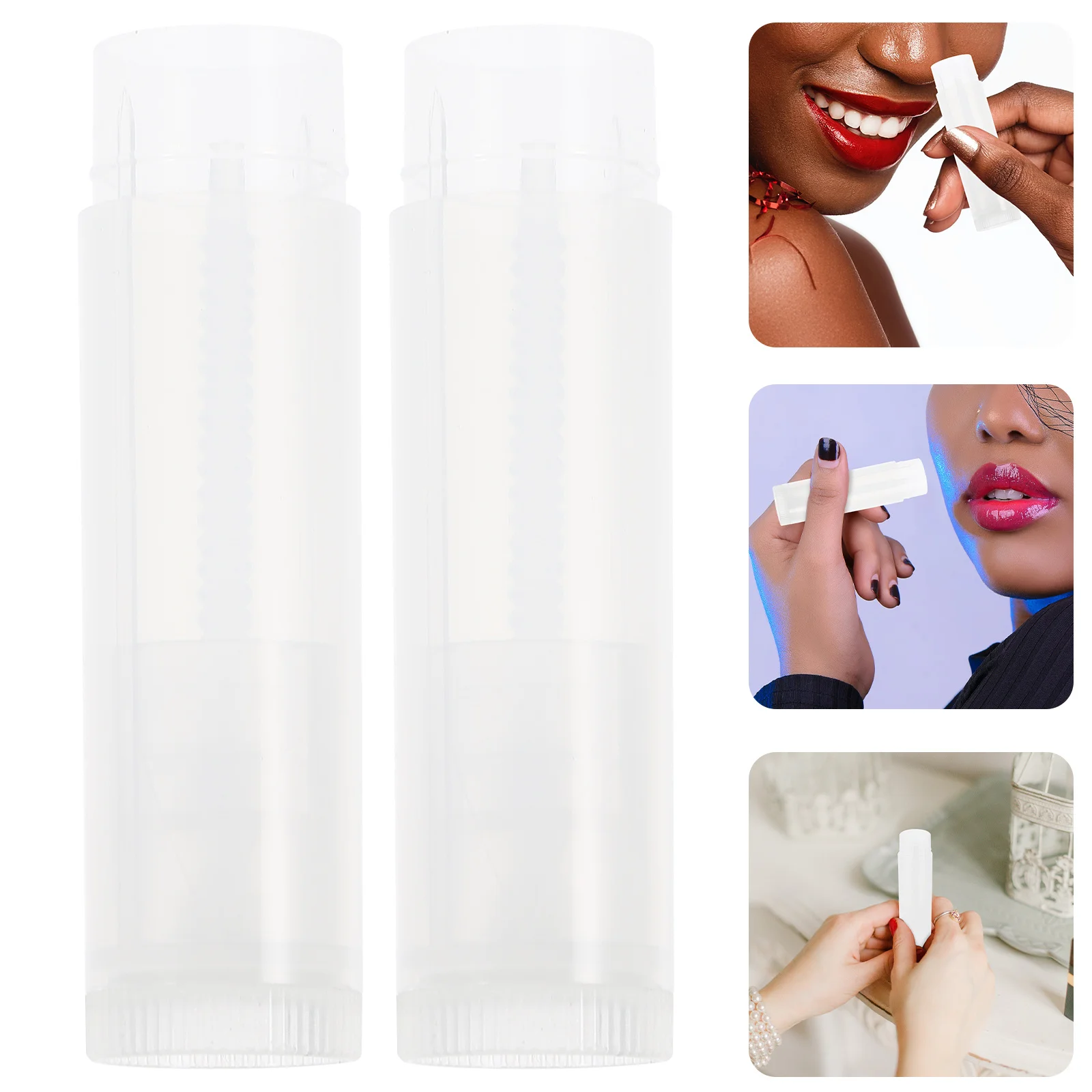 Tubos vacíos de bálsamo labial, 100 Uds., contenedores de lápiz labial negro recargables, botellas de embalaje de maquillaje de viaje con tapas, tubo de brillo
