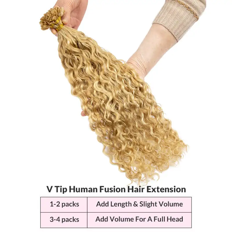 Wasserwelle v Spitze Haar Echthaar verlängerungen blonde Keratina Fusion Echthaar 12-24 Zoll Remy Haar verlängerung 50pc versand kostenfrei