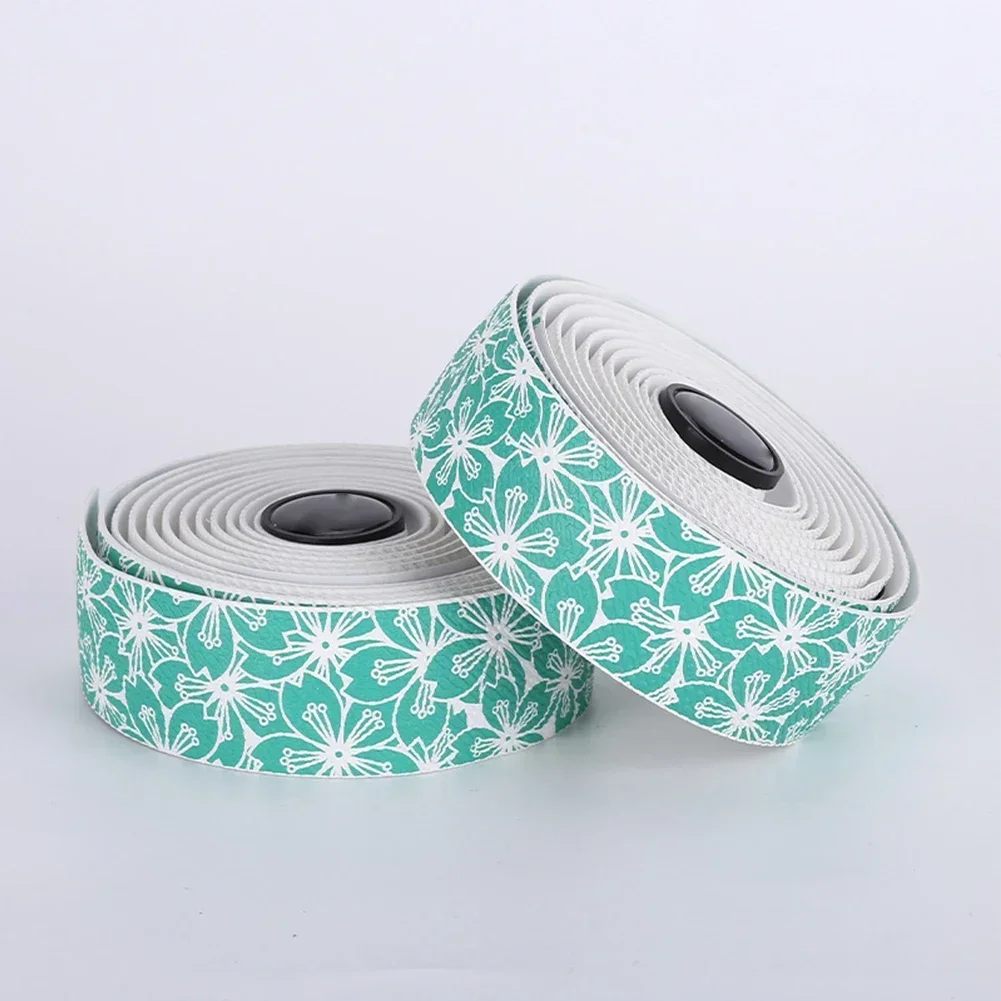 Breathable Bar Tape Cherry Blossom Cycling Handle Wraps Comfortable Feel Sweat Absorbent Textured Handlebar Tape