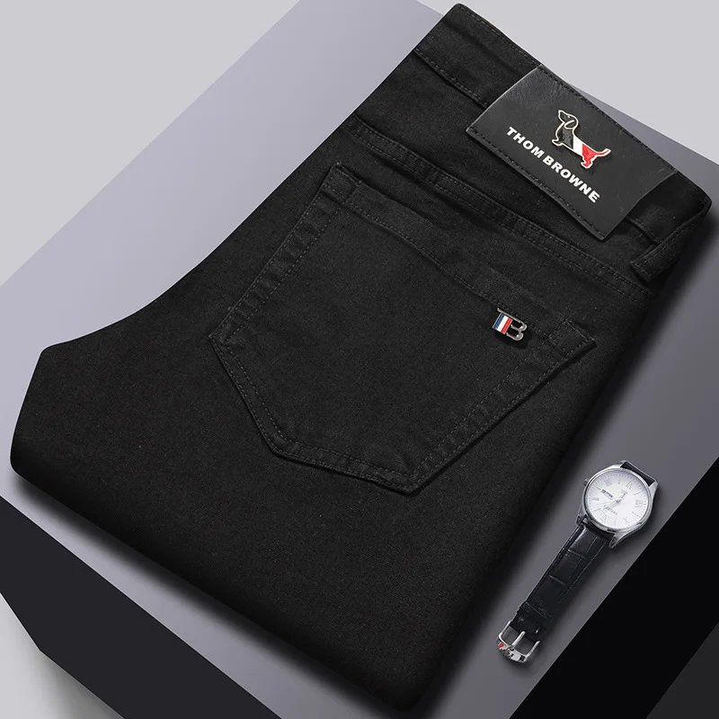 

Simple and fashionable trendy jeans for men, grand and high-end trend, slim fit and elastic business black light luxury pants