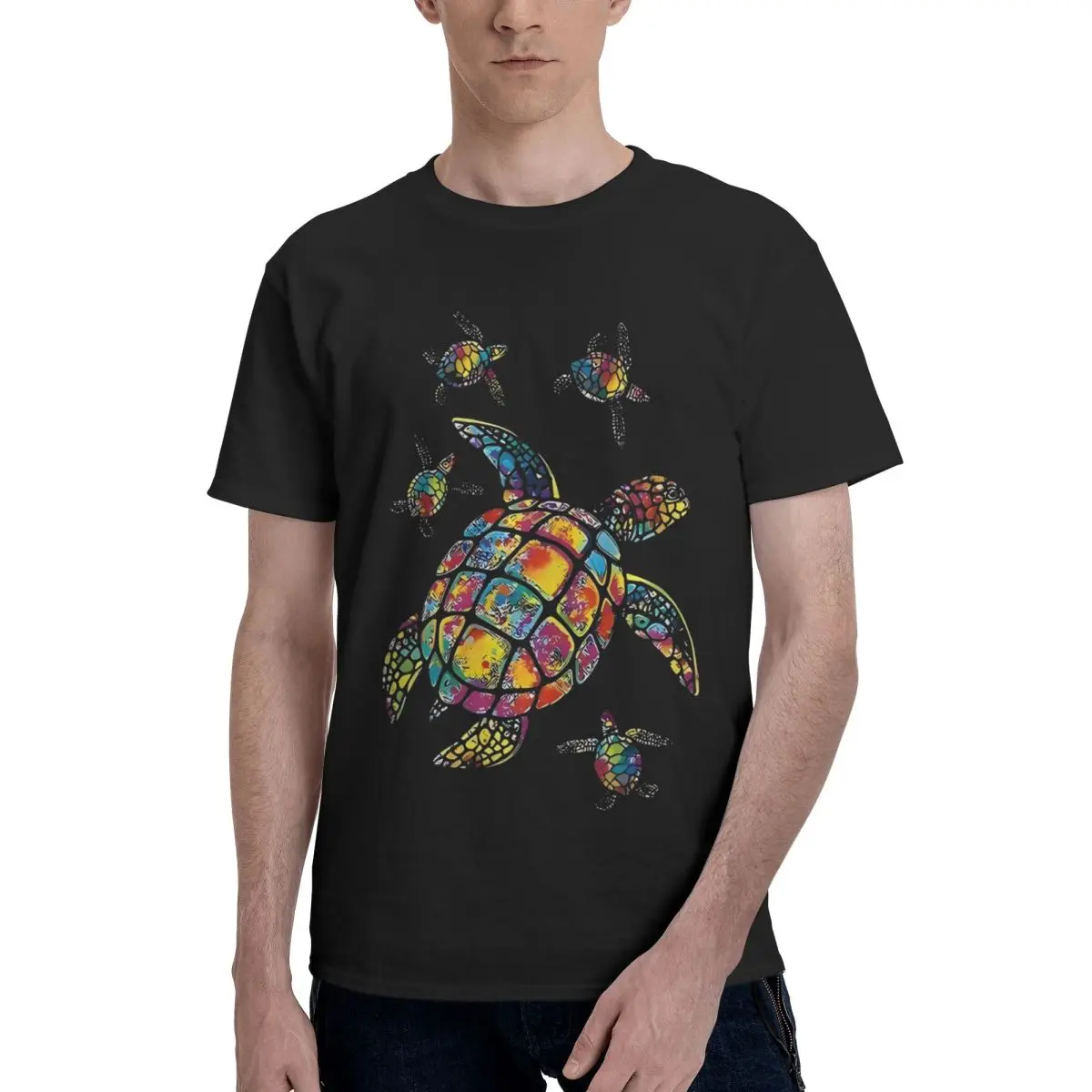 Colorful Turtle Pattern Novelty Motion High grade Kemp Tshirt Activity competition USA Size