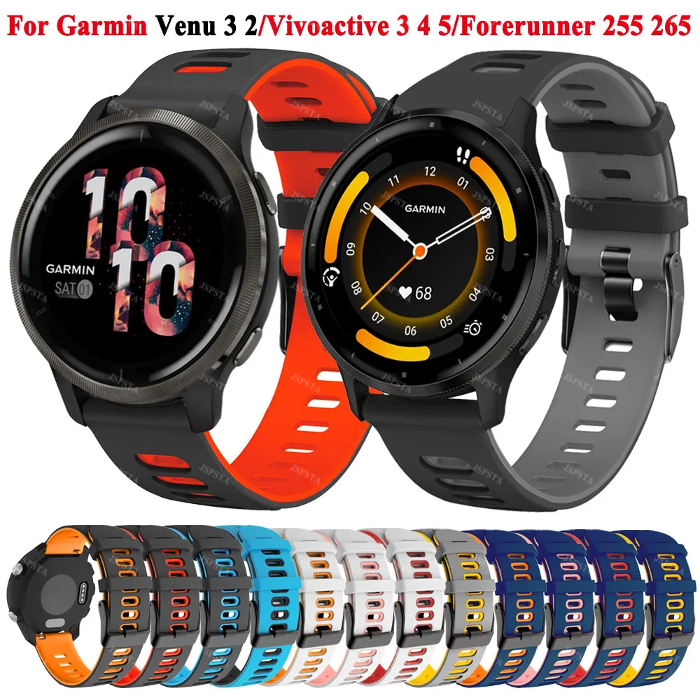 20mm 22mm Watch Band For Garmin Venu 3 2 Sq 2 Plus Forerunner 645 245 255 Music 265 Vivoactive 5 4 3 Silicone Strap Watchband