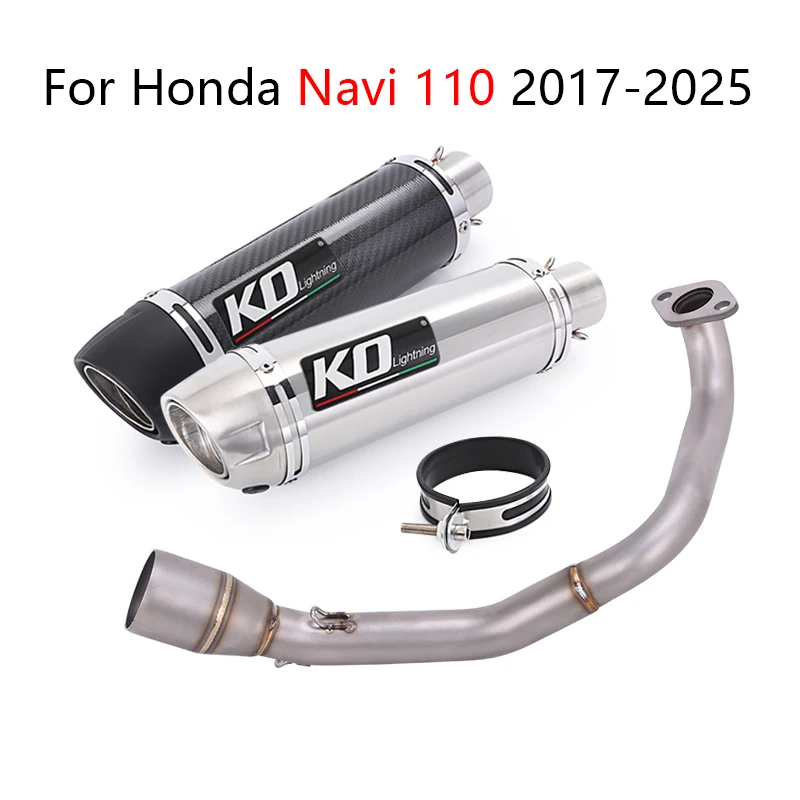 

Slip On For Honda Navi 110 2017-2025 Whole Exhaust System Motorcycle Header Link Pipe Carbon Fiber Black Muffler With DB Killer