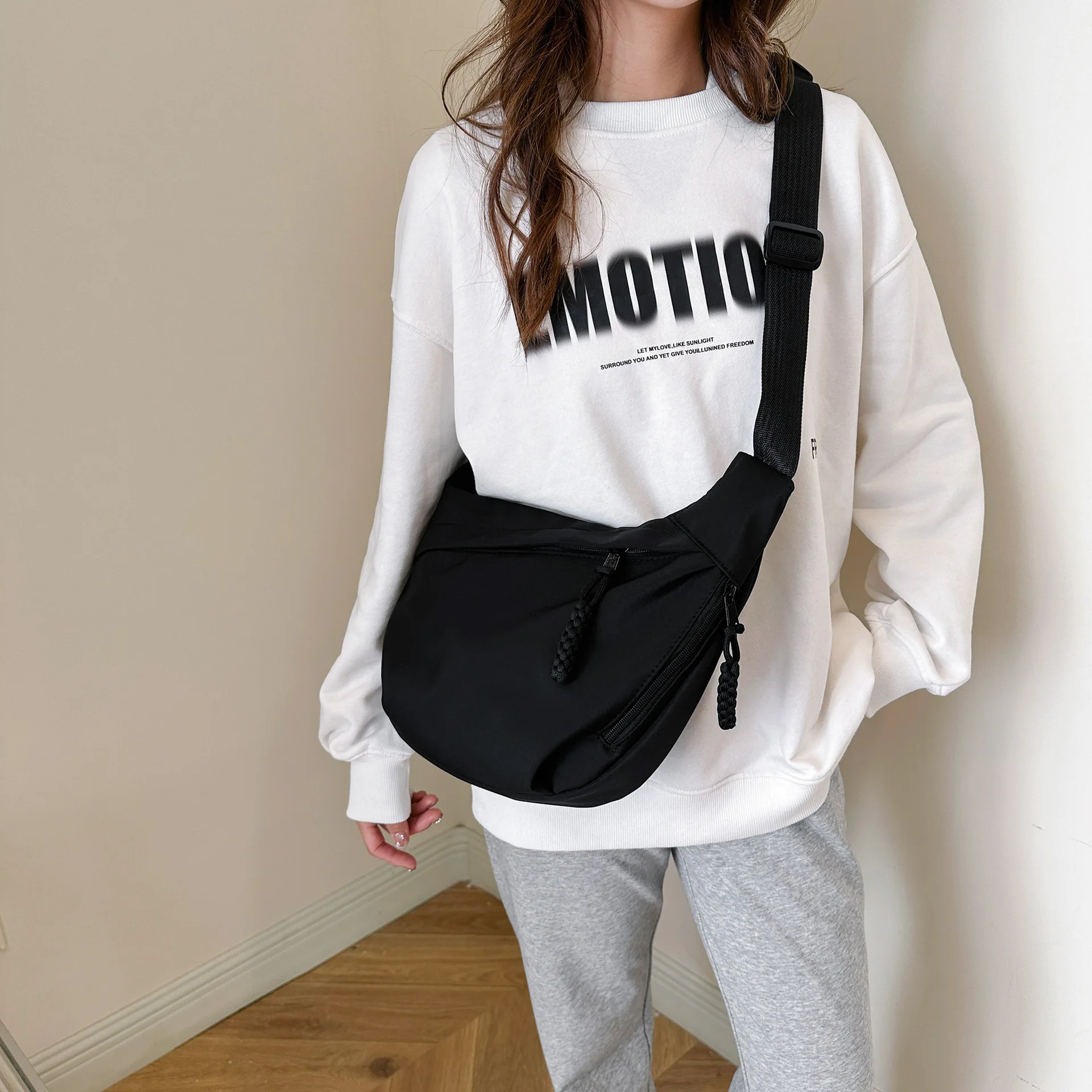 

Nylon Hobos Crossbody Bags Solid Casual Zipper Bags 2024 Fashion High Capacity Solid Color Single Shoulder Totes Bag