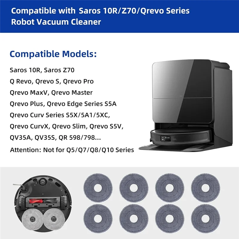 UNCL Für Roborock Saros 10R/Z70/Q Revo/Qrevo S/Qrevo Pro/Qrevo Master/Qrevo Plus/Qrevo Curv Ersatz Mikrofaser Mopp Pads Teil