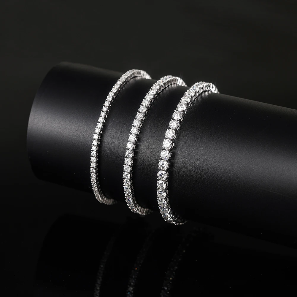 

Женский браслет из стерлингового серебра 925 пробы с муассанитом и бриллиантами 0,1 карата 3 мм D VVS1, сертифицированный GRA, сверкающие ювелирные изделия для свадебной вечеринки