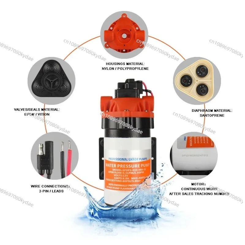 31 Series 80PSI 12V SFDP1-018-080-31 / 24V SFDP2-018-080-31 High Pressure Diaphragm Pump For Boat Marine RV