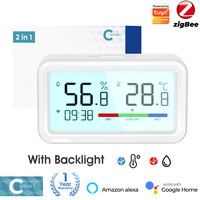 Zigbee Weather Station Digital Thermometer Room Tuya Smart Hygrometer Electronic Table Clock Temperature And Humidity Sensor