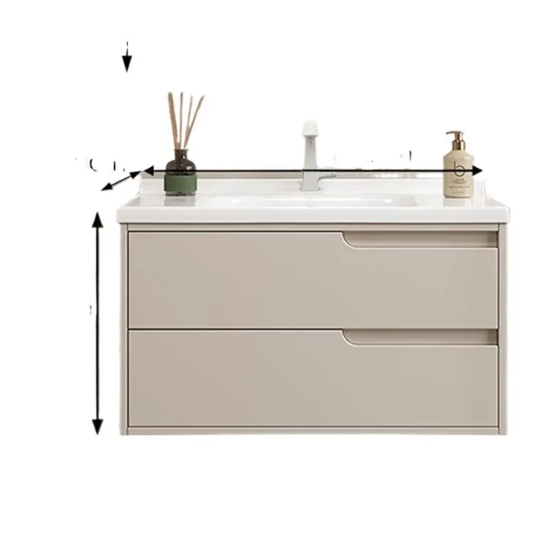 

Комплект мебели для ванной: тумба с керамической интегрированной раковиной, простой умывальник, комбинированный шкаф с зеркалом