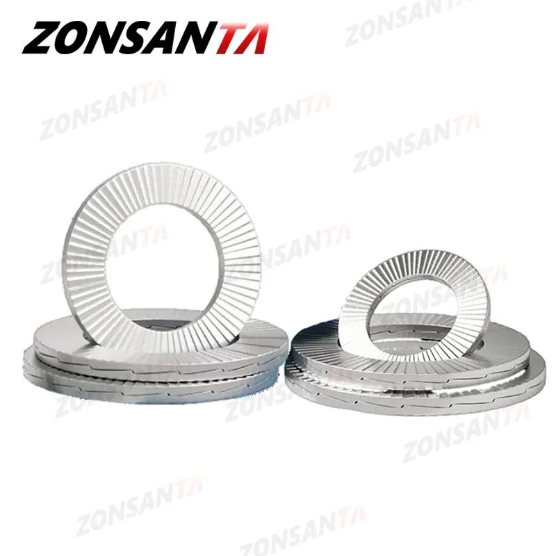 M3 M4 M5 M6 M8 M10 M12 M14 M16~M22 Stainless Steel Dacromet Double Deck Self-Locking Washer Wedge Lock Loose Shock Proof Gasket.