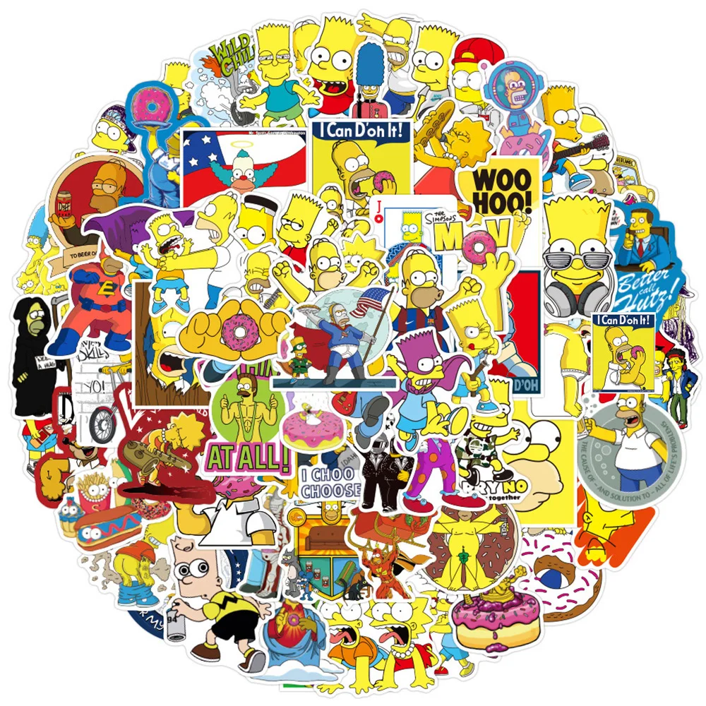 10/30/50/100 pièces, autocollants de dessin animé Simpson pour moto, Skateboard, ordinateur portable, bagages, guitare, voiture, téléphone,