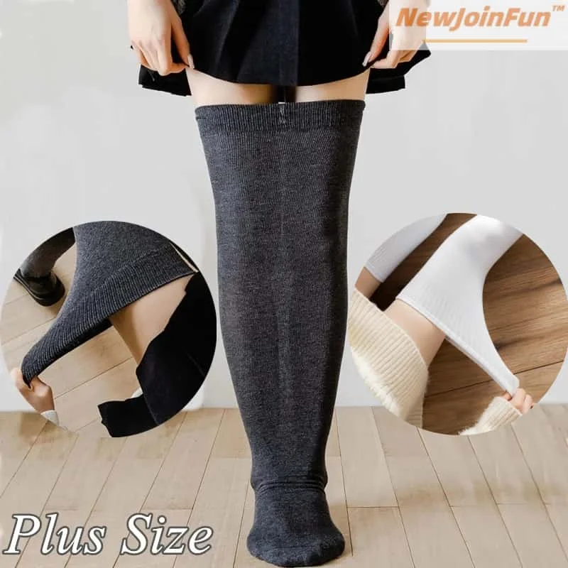 

Oversized Women Autumn Winter Thick Stockings Thigh High Plus Size Elastic Over The Knee Black White Long Socks Leg Warmers XXXL