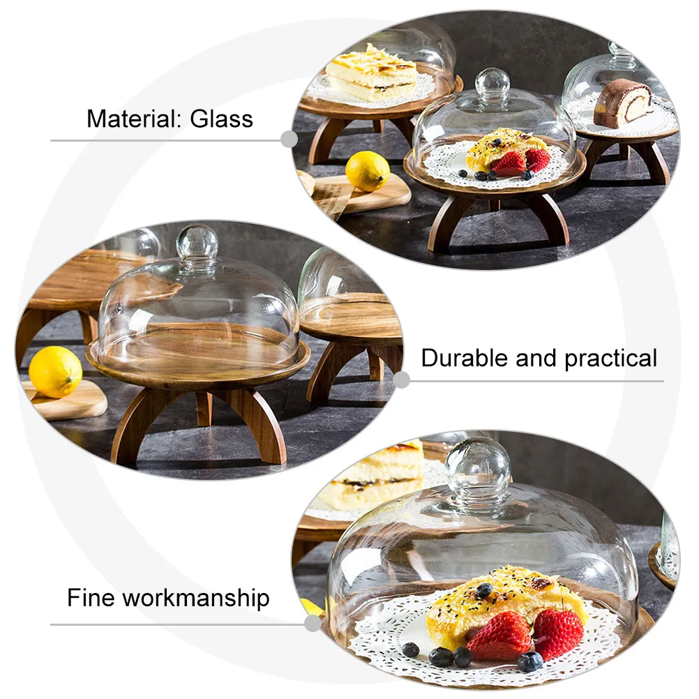 1Pcs High Clarity Glass Food Cover Dish Protector for Cake Dessert Fruit Tray Banquet Birthday Event Transparent Dust Fly Proof