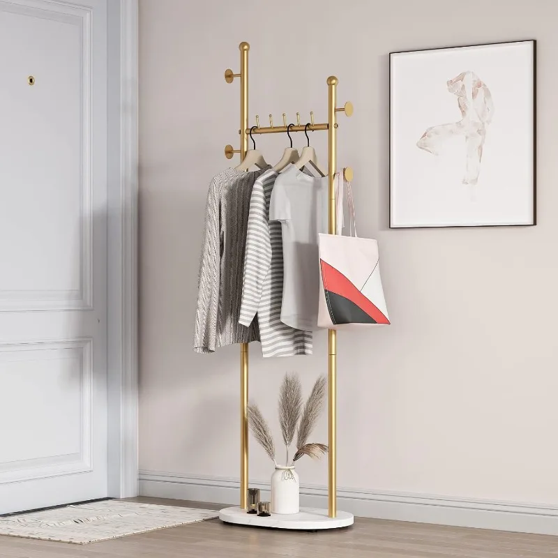 

Clothing Rack with Shelves,Coat Rack Freestanding with Marble Base, Coat Hanger Rack,Hat Tree Coat Rack Standing Clothes Racks