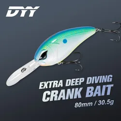 DYY 8cm 30.5g Deep Diving Crankbaits Minnow Fishing Lure Slow Floating Wobbler Artificial Hard Bait for Bass Pike Fishing Lures