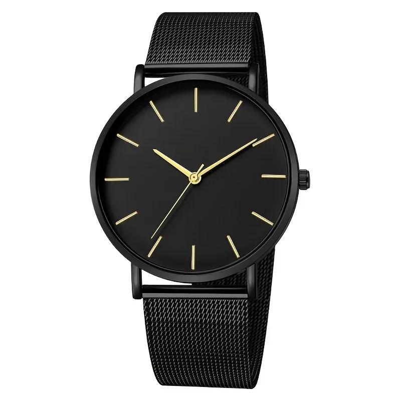 Hot Sale Ultra Thin Men Watch Simple Business Eyelet Metal Watch Twelve-hour Clear Display