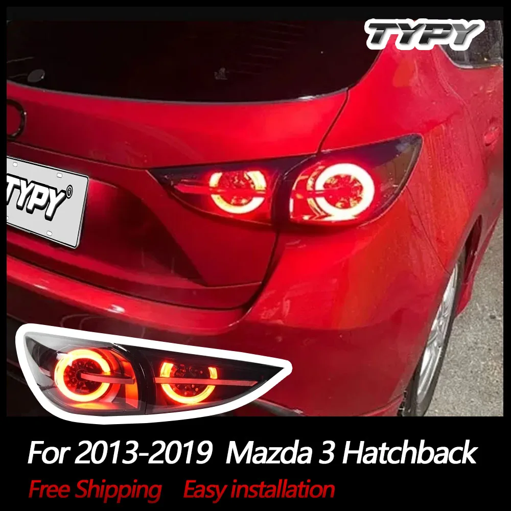 

TYPY Car Accessories LED Light For Mazda 3 Hatchback Tail lights 2013-2019 Axela Rear Lamps DRL Brake Turn Signal Plug Play