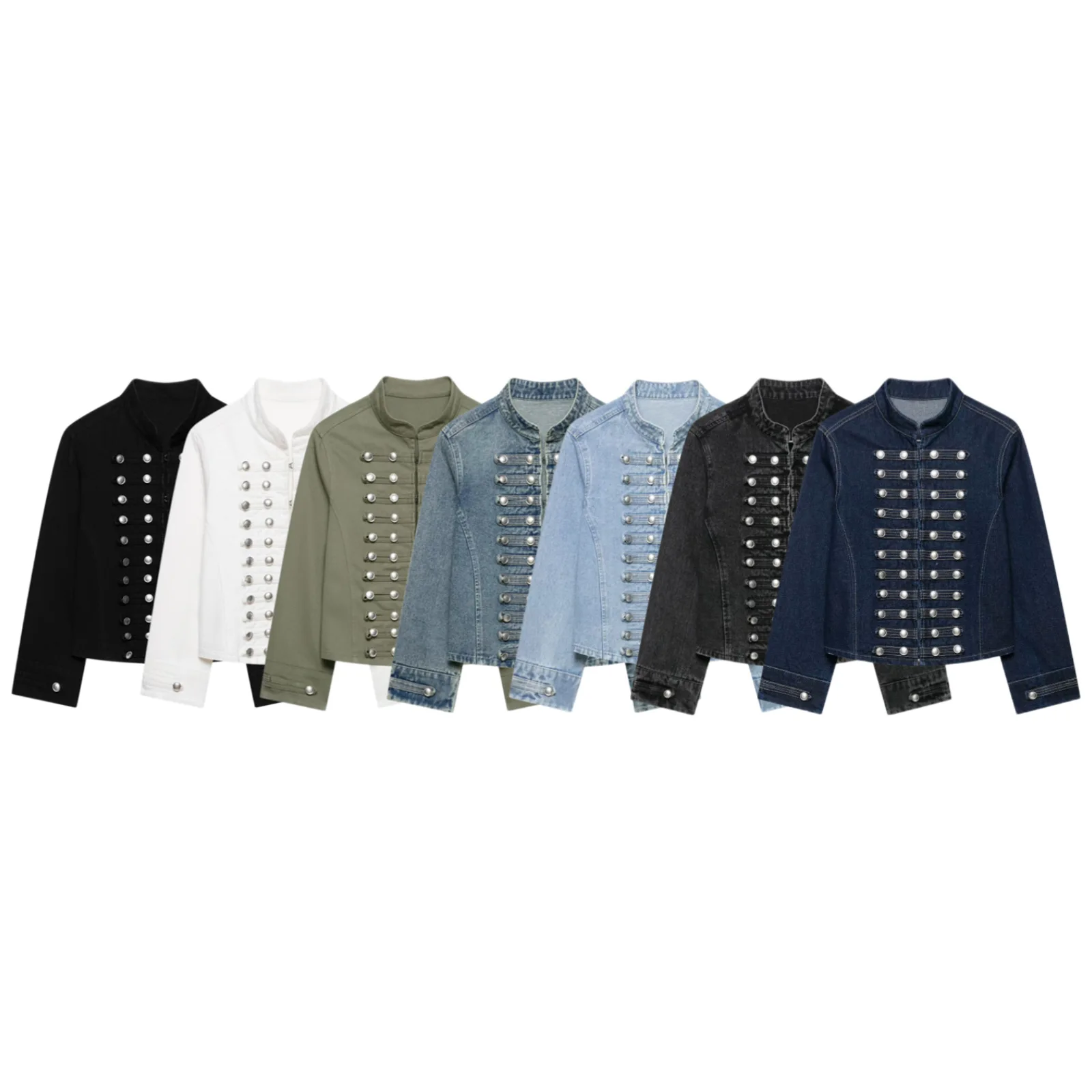 Dave&di Fashion Button Up Close Fitting Napoleon Denim Jacket Women's Jacket Woman Clothes Tops