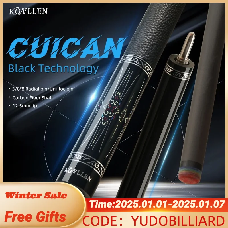 KONLLEN Billiard New laser series Carbon Fiber Pool Cue Stick 12.2mm Tip 3*8/8 Uniloc Joint Pin Professional Taper Billar K