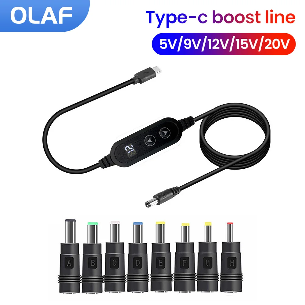 Type C To DC Power Boost Cable DC 5V/9V/12V/15V/20V Type C Boost Line Fast Charging USB C To DC Cable Adapter For Wifi Router