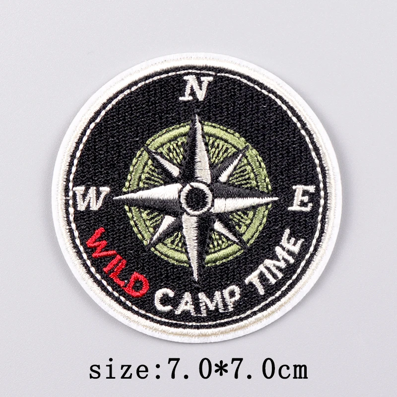 Wilderness Patch Iron On Patches For Clothing Outdoor Embroidered Patches On Clothes Camping Embroidery Patch Hook Loop Stickers