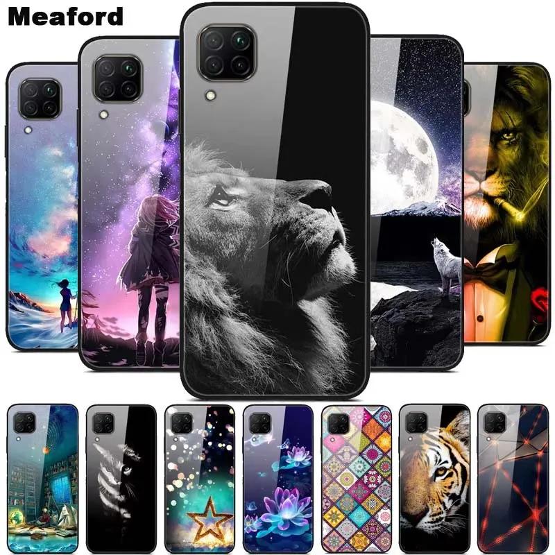 Funda de lujo para Huawei P40 Lite, cubierta de vidrio templado para Huawei P40 Lite E, funda de teléfono para Huawei P 40 Lite Coque P40Lite E