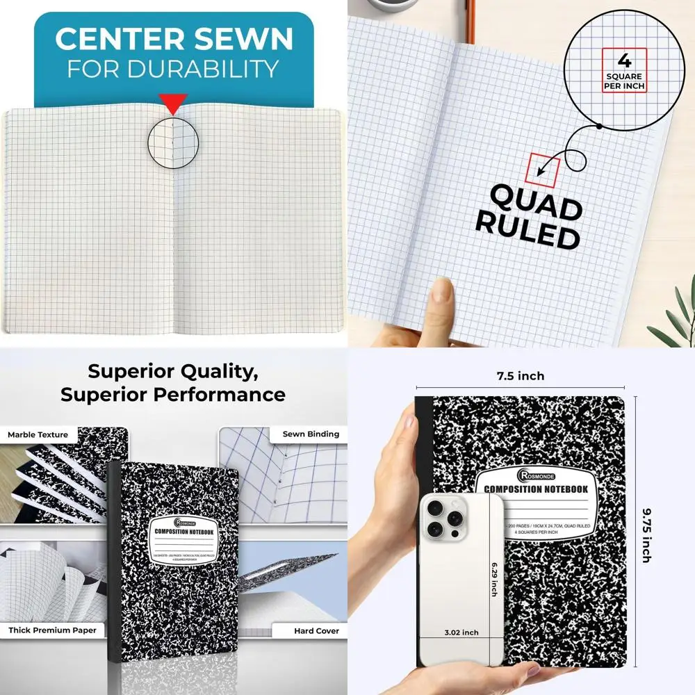 

Блокнот для графических рисунков на 200 страниц: с сеткой 4x4, в твердом переплете, для школы или офиса