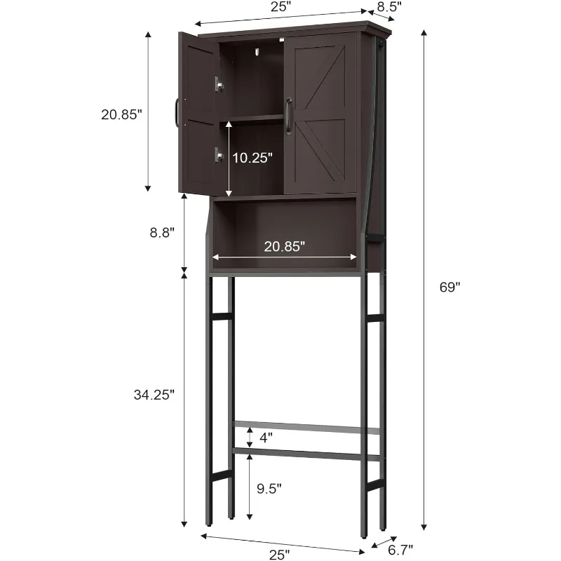 Over The Toilet Rack for Bathroom, Over The Toilet Storage Cabinet, Over Toilet Bathroom Organizer with Double Barn Doors Space